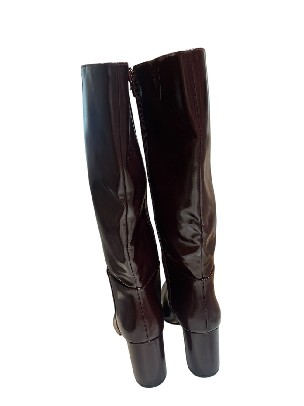 Brown Faux Leather Knee High Boots - Size 8 - Picture 4 of 8
